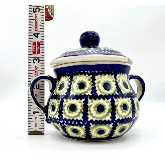Polish Pottery Sugar Bowl Boleslawiec Floral Handmade Hand Painted Poland Folk A - Picture 5 of 9